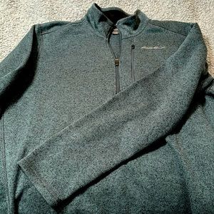 Men’s 3/4 zip teal gray long sleeve pull over